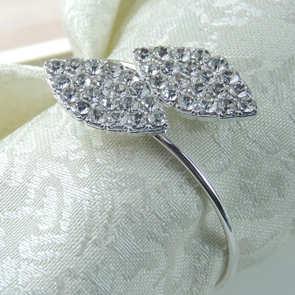 Gold Silver Leaf Set of 12 Napkin Rings Holder Wedding Party Dinner Table - Homevalley.co.uk