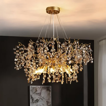 Gold Sunflower Crystal Chandelier - Homevalley.co.uk