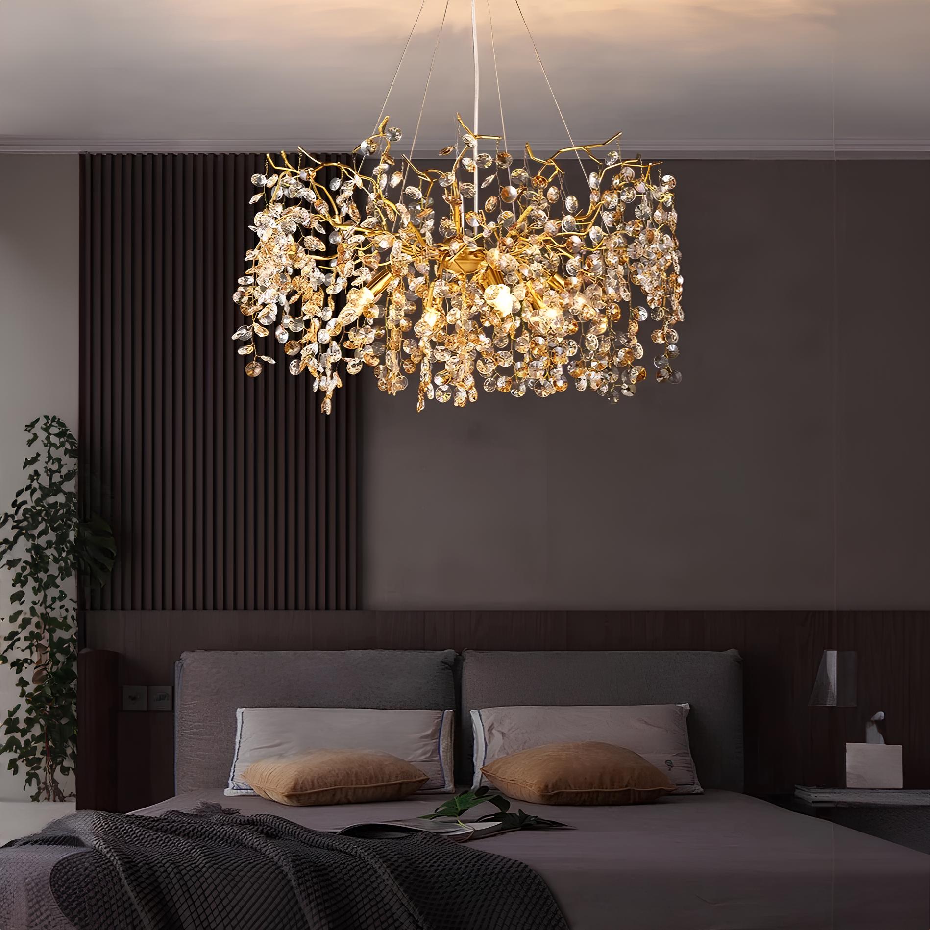 Gold Sunflower Crystal Chandelier - Homevalley.co.uk