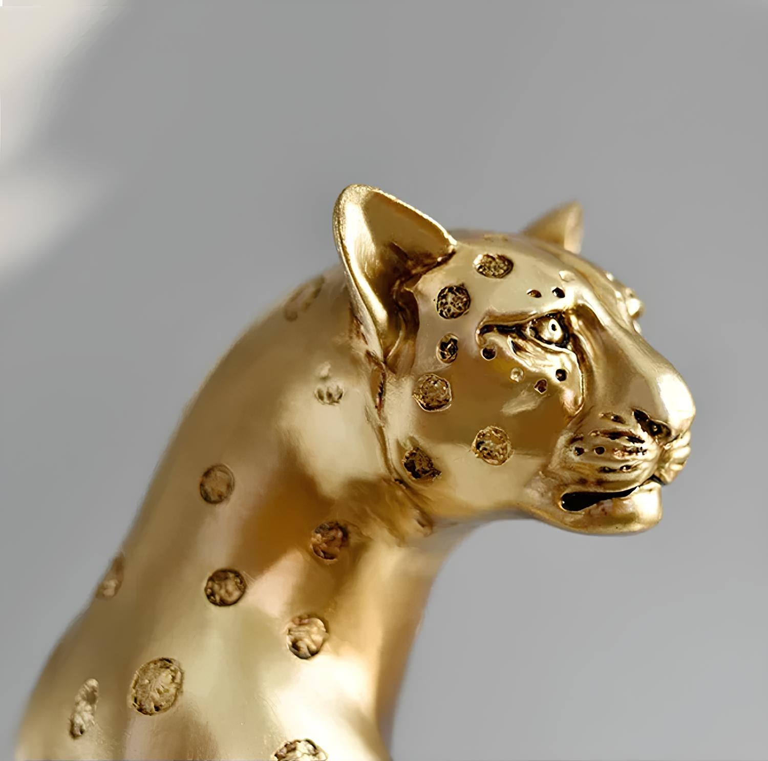 Golden Leopard Resin Statue Figurine - Homevalley.co.uk