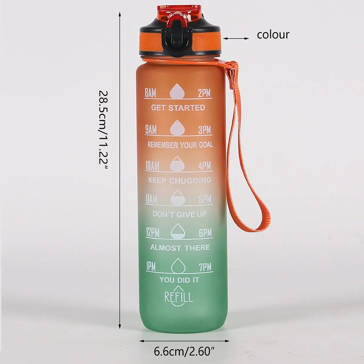 Gradient Color Motivational Water Bottle with Time Marker Leak-proof Cup,1L - Homevalley.co.uk