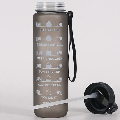 Gradient Color Motivational Water Bottle with Time Marker Leak-proof Cup,1L - Homevalley.co.uk