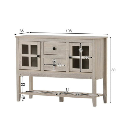 Grey Wood Buffet Cupboard Storage Cabinet Sideboard with Storage Drawers - Homevalley.co.uk