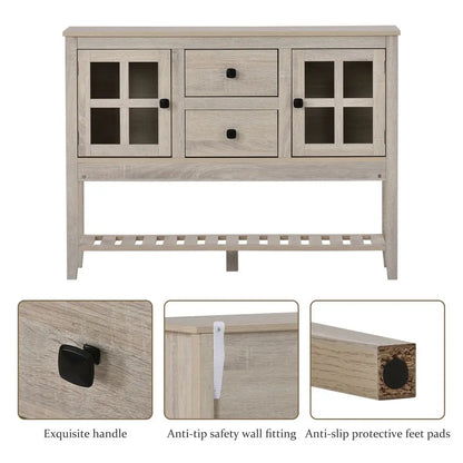 Grey Wood Buffet Cupboard Storage Cabinet Sideboard with Storage Drawers - Homevalley.co.uk