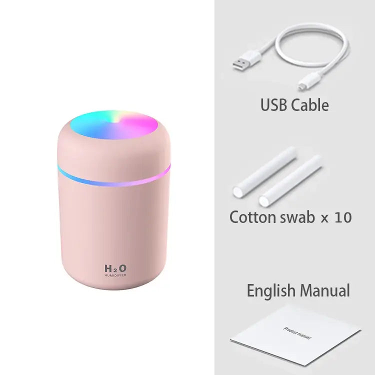 H2O Air Portable Mini USB Aroma Diffuser Humidifier With Cool Mist Purifier 300ml - Homevalley.co.uk