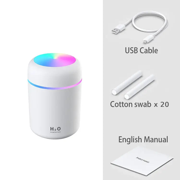 H2O Air Portable Mini USB Aroma Diffuser Humidifier With Cool Mist Purifier 300ml - Homevalley.co.uk