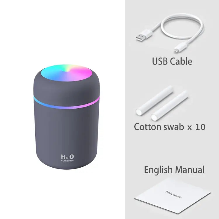H2O Air Portable Mini USB Aroma Diffuser Humidifier With Cool Mist Purifier 300ml - Homevalley.co.uk