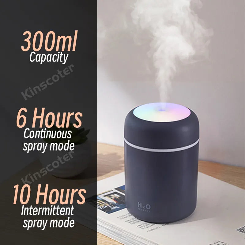 H2O Air Portable Mini USB Aroma Diffuser Humidifier With Cool Mist Purifier 300ml - Homevalley.co.uk