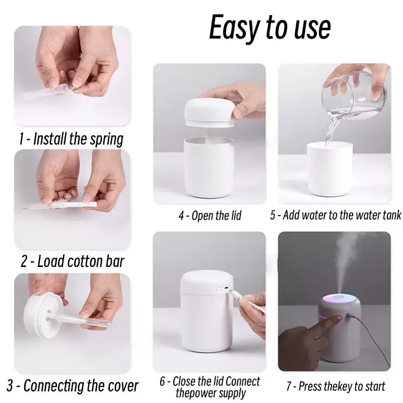 H2O Air Portable Mini USB Aroma Diffuser Humidifier With Cool Mist Purifier 300ml - Homevalley.co.uk