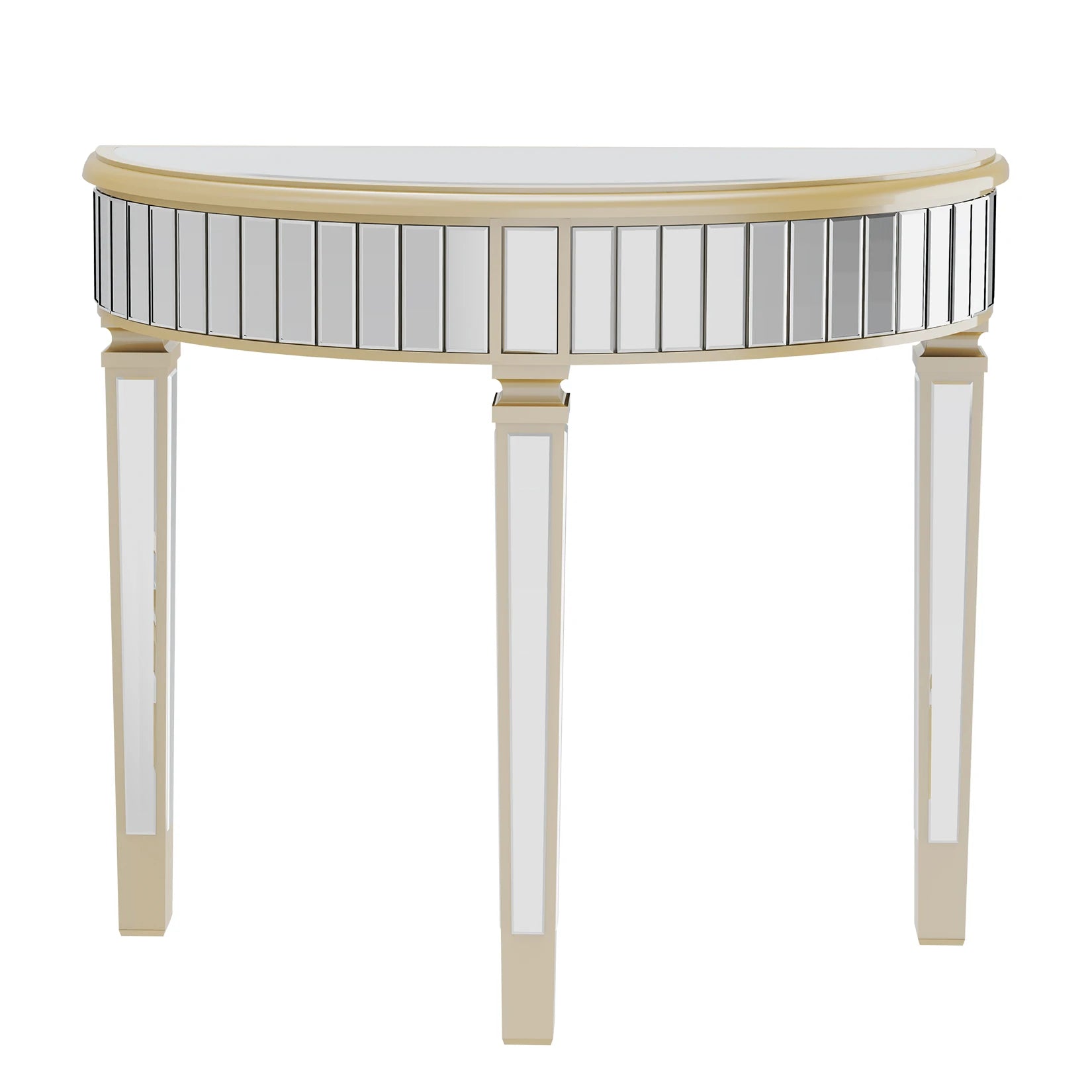 Half Moon Silver Mirrored Console Entryway Console Table - Homevalley.co.uk