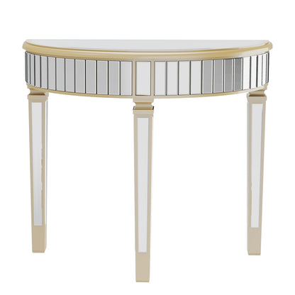Half Moon Silver Mirrored Console Entryway Console Table - Homevalley.co.uk