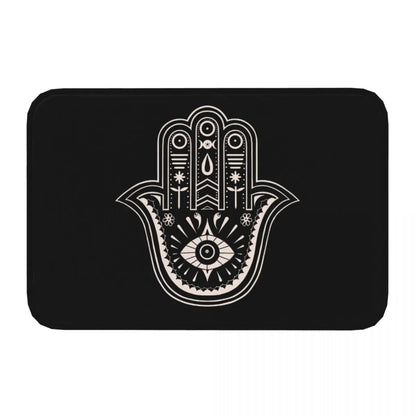Hamsa Hand Fatima Non-Slip Doormat – Decorative and Safe Entryway Rug - Homevalley.co.uk