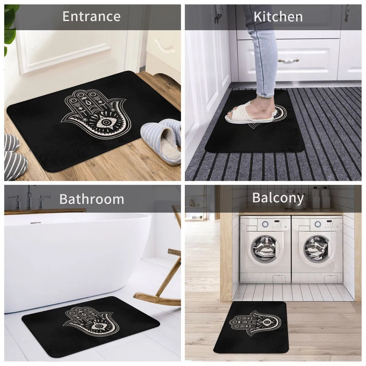 Hamsa Hand Fatima Non-Slip Doormat – Decorative and Safe Entryway Rug - Homevalley.co.uk