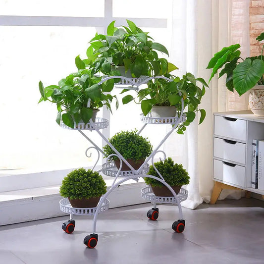 Heart Shape Metal Plant Shelves Flower Pot Holder, 6 Pots - Homevalley.co.uk