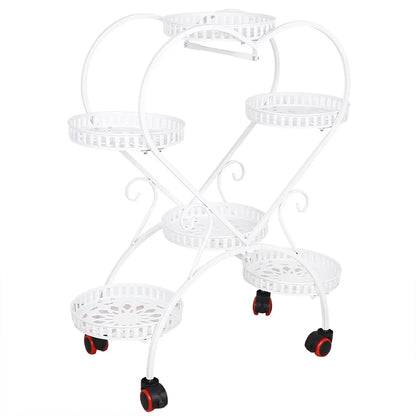 Heart Shape Metal Plant Shelves Flower Pot Holder, 6 Pots - Homevalley.co.uk