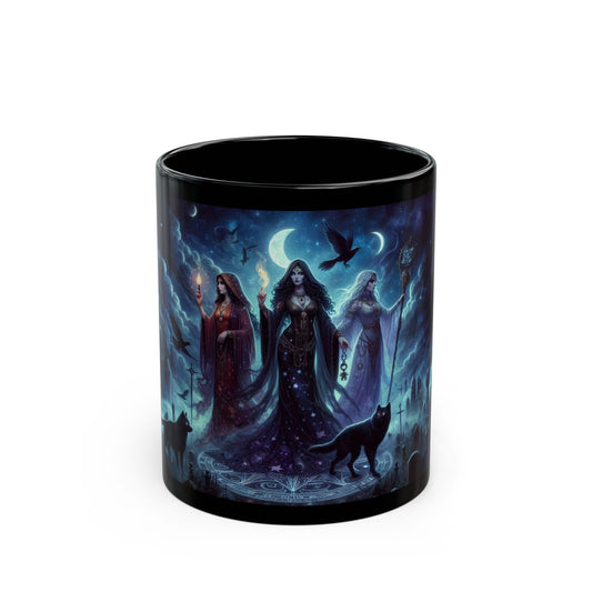 Hecate The Goddess of Crossroads, Magick, Witchcraft, Occult, Black Coffee Mug, Tea Cup, 11oz - Homevalley.co.uk