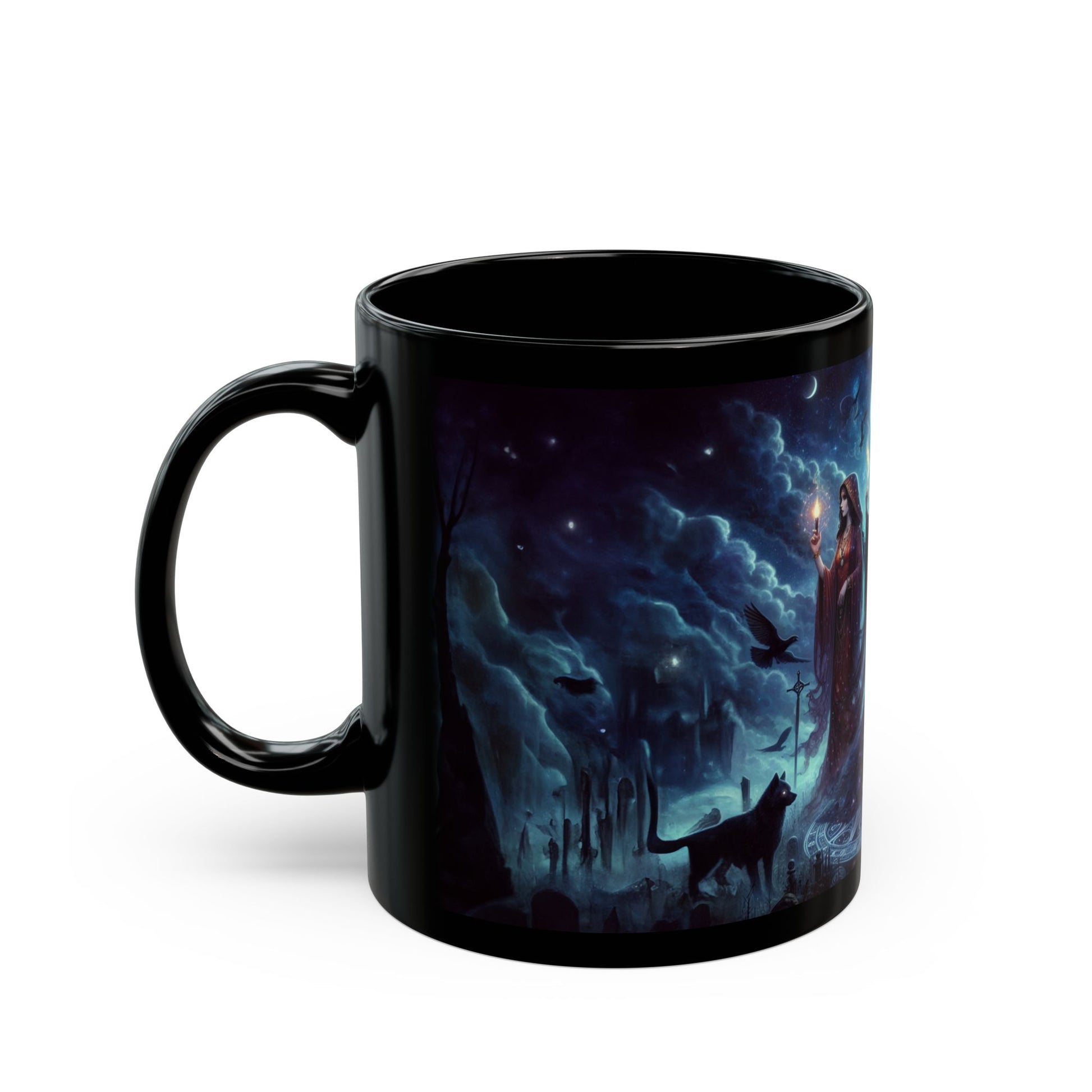 Hecate The Goddess of Crossroads, Magick, Witchcraft, Occult, Black Coffee Mug, Tea Cup, 11oz - Homevalley.co.uk