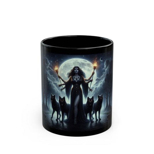 Hecate The Goddess of Crossroads, Magick, Witchcraft, Occult, Black Mug, 11oz - Homevalley.co.uk