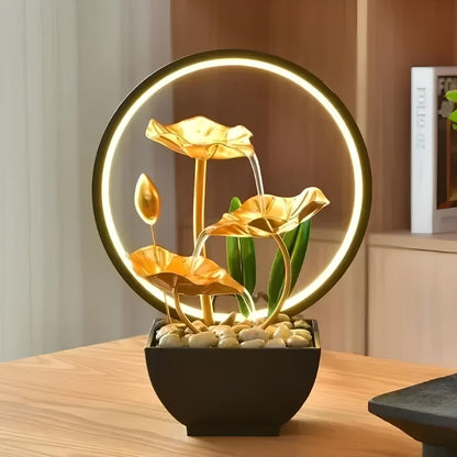 Home Desk 3-tier Fountain Water with Circulating LED Ring Lights - Homevalley.co.uk