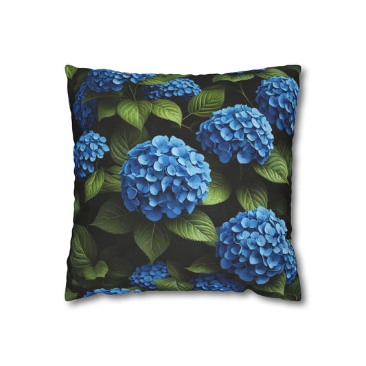 Hydrangea Flowers Cushion Cover, Blue Flowers Cushion Cover, Floral Pillow, Botanical Pillow - Homevalley.co.uk
