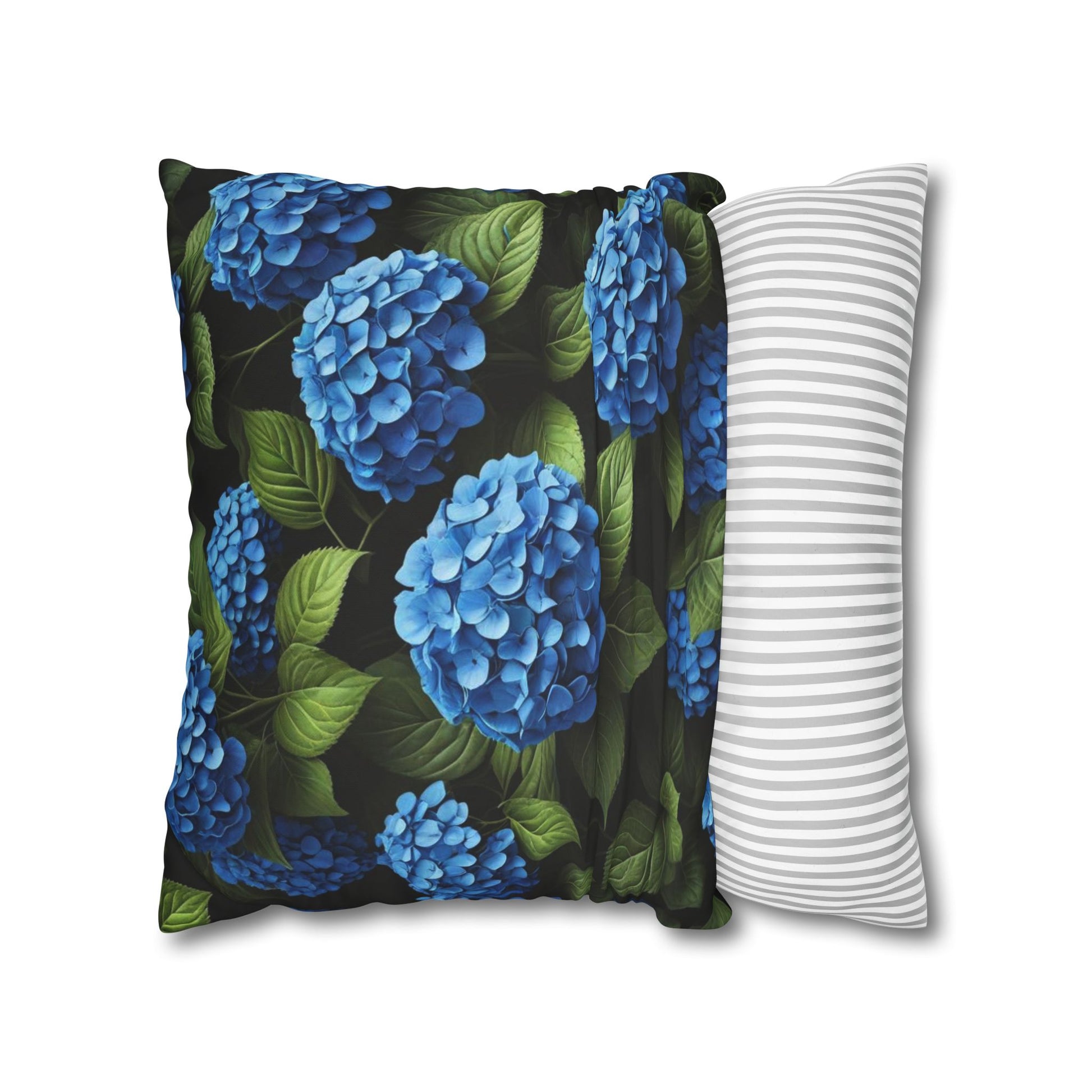 Hydrangea Flowers Cushion Cover, Blue Flowers Cushion Cover, Floral Pillow, Botanical Pillow - Homevalley.co.uk