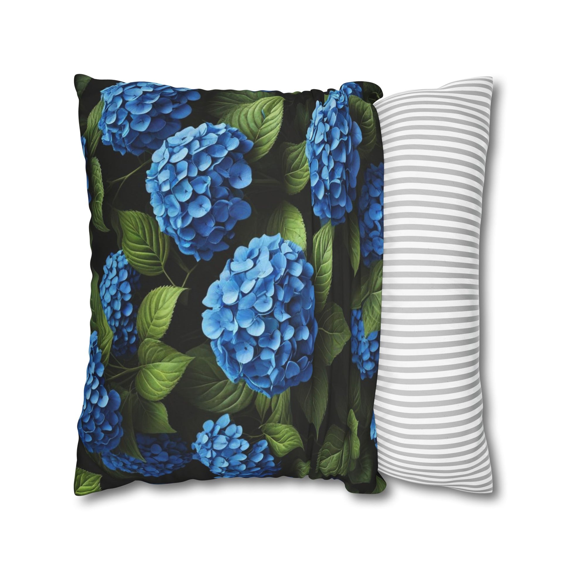 Hydrangea Flowers Cushion Cover, Blue Flowers Cushion Cover, Floral Pillow, Botanical Pillow - Homevalley.co.uk