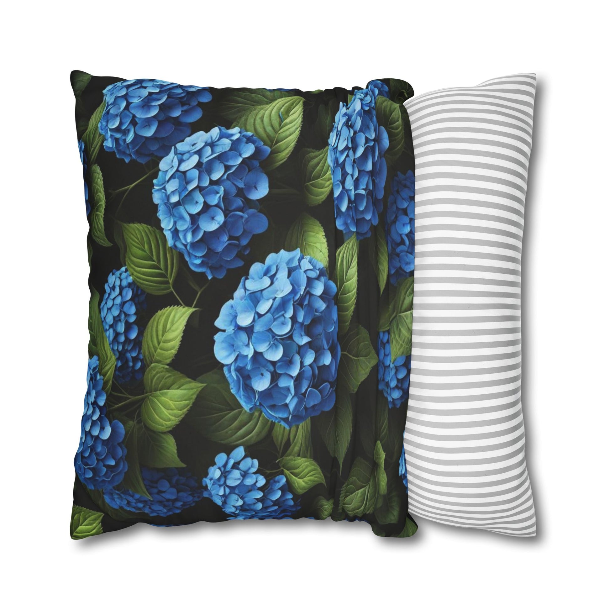 Hydrangea Flowers Cushion Cover, Blue Flowers Cushion Cover, Floral Pillow, Botanical Pillow - Homevalley.co.uk