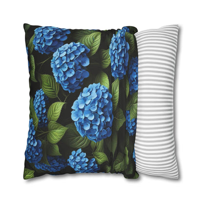 Hydrangea Flowers Cushion Cover, Blue Flowers Cushion Cover, Floral Pillow, Botanical Pillow - Homevalley.co.uk