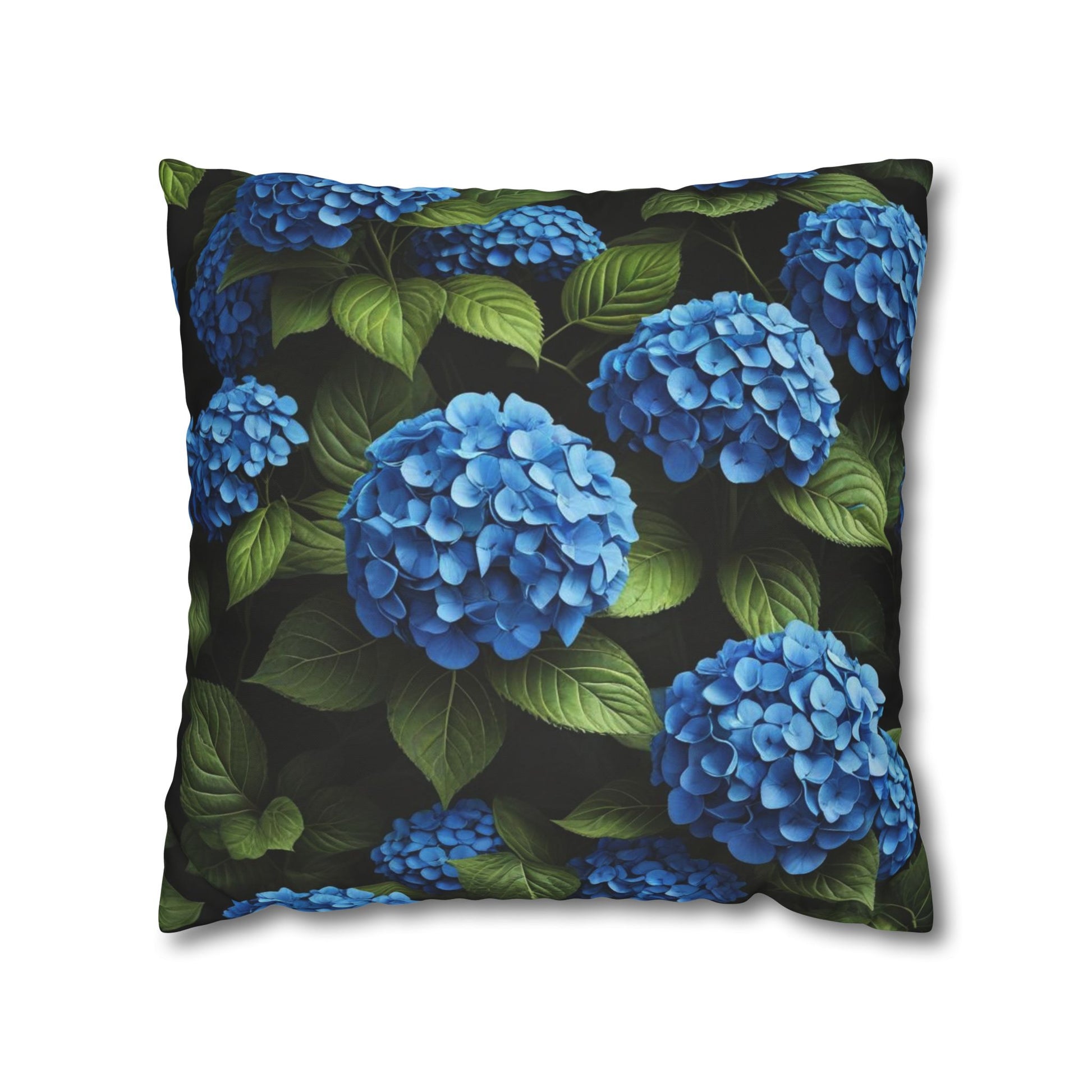 Hydrangea Flowers Cushion Cover, Blue Flowers Cushion Cover, Floral Pillow, Botanical Pillow - Homevalley.co.uk