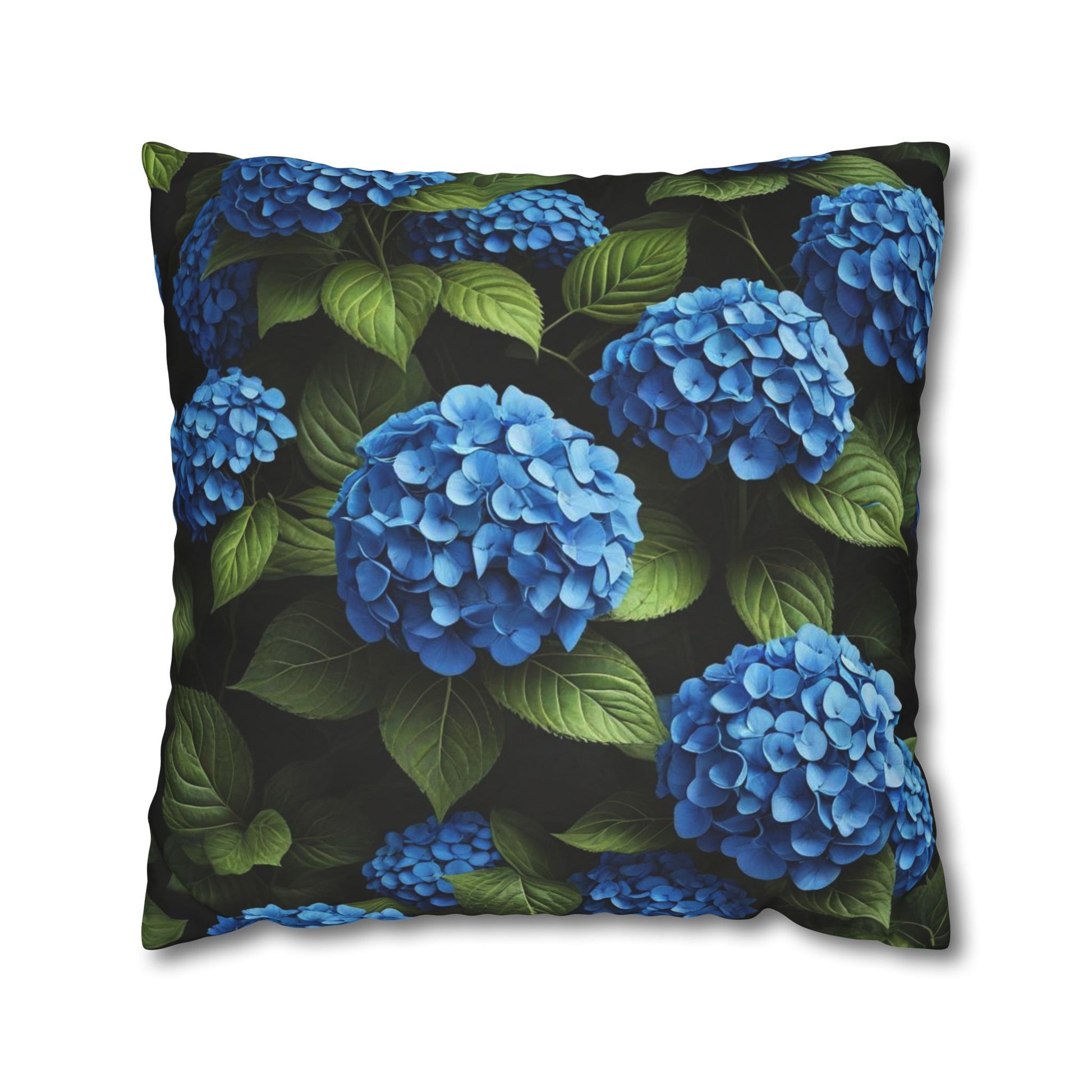 Hydrangea Flowers Cushion Cover, Blue Flowers Cushion Cover, Floral Pillow, Botanical Pillow - Homevalley.co.uk