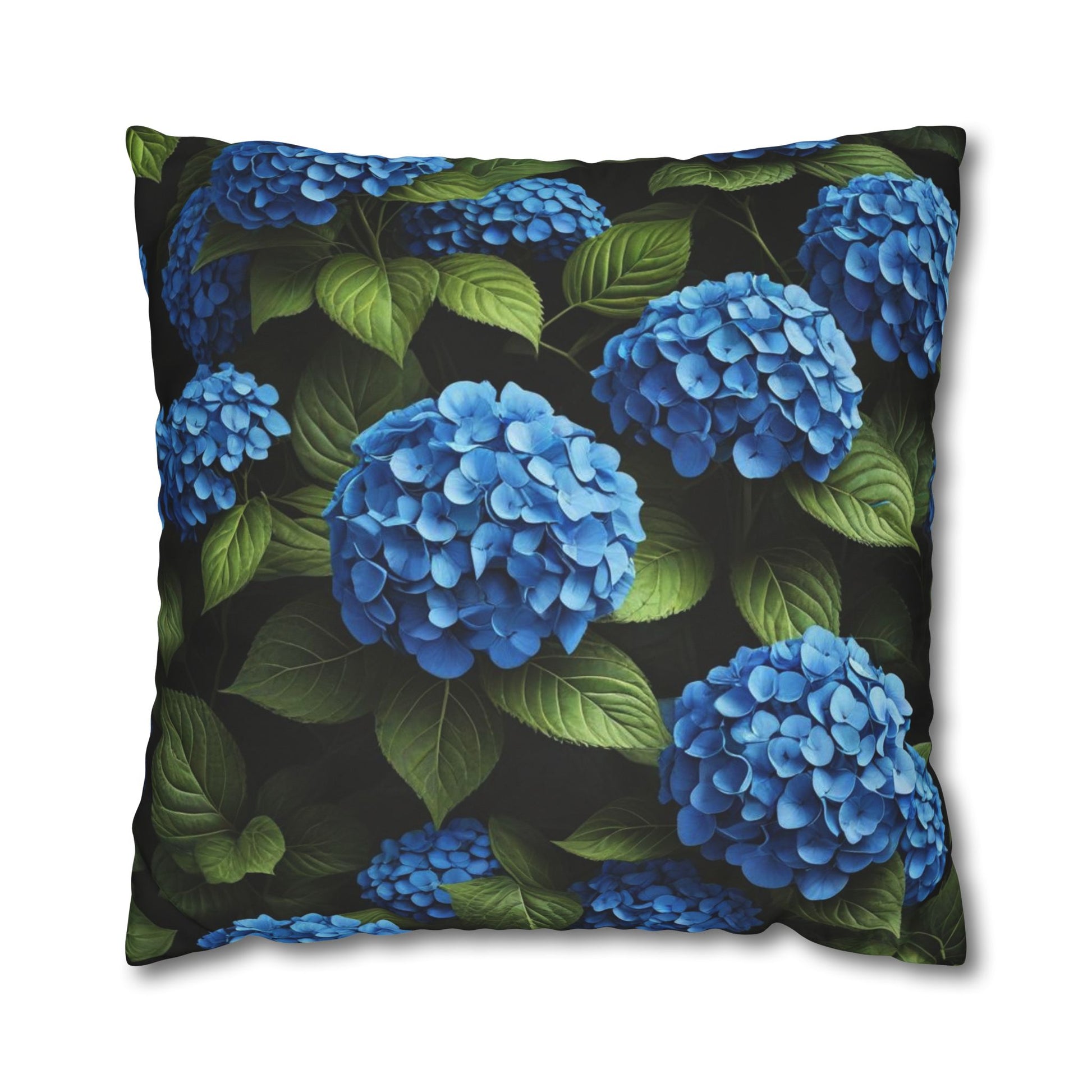 Hydrangea Flowers Cushion Cover, Blue Flowers Cushion Cover, Floral Pillow, Botanical Pillow - Homevalley.co.uk