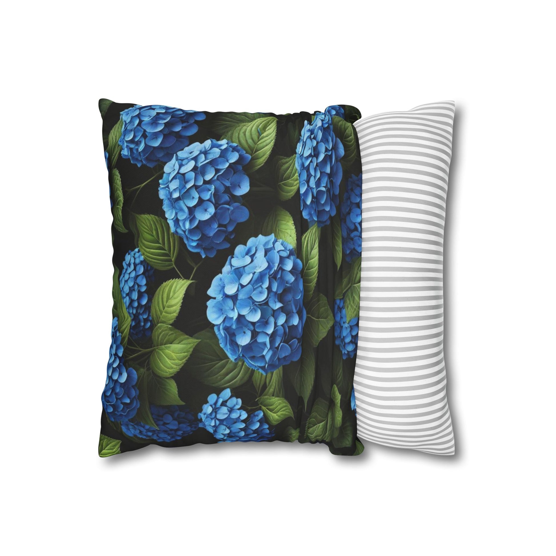 Hydrangea Flowers Cushion Cover, Blue Flowers Cushion Cover, Floral Pillow, Botanical Pillow - Homevalley.co.uk
