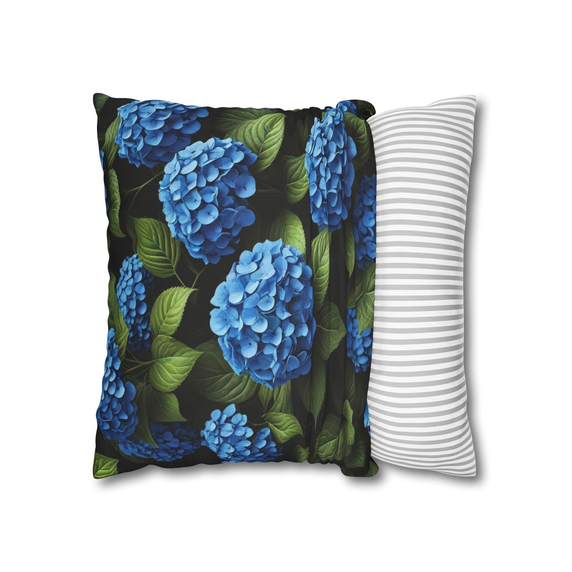 Hydrangea Flowers Cushion Cover, Blue Flowers Cushion Cover, Floral Pillow, Botanical Pillow - Homevalley.co.uk