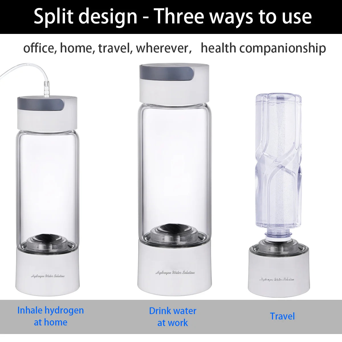 Hydrogen Rich Water Generator Bottle DuPont SPE/PEM Dual Chamber Ionizer - H2 Inhalation device 380ML - Homevalley.co.uk