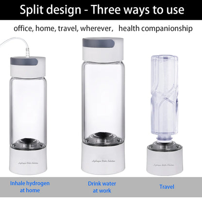 Hydrogen Rich Water Generator Bottle DuPont SPE/PEM Dual Chamber Ionizer - H2 Inhalation device 380ML - Homevalley.co.uk