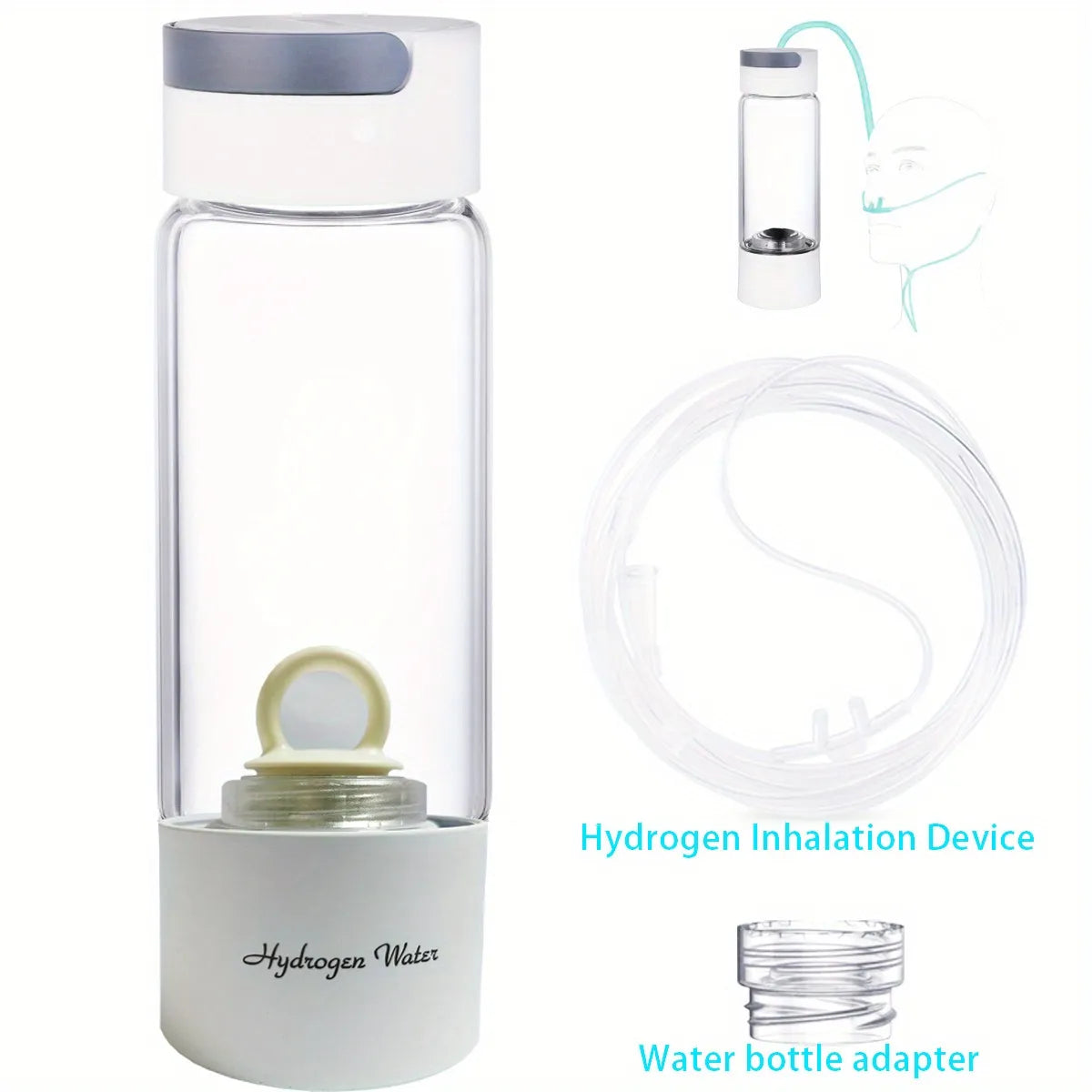 Hydrogen Rich Water Generator Bottle DuPont SPE/PEM Dual Chamber Ionizer - H2 Inhalation device 380ML - Homevalley.co.uk