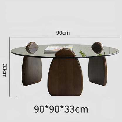 Minimalist Style Black Tempered Glass Round Coffee Table - Homevalley.co.uk
