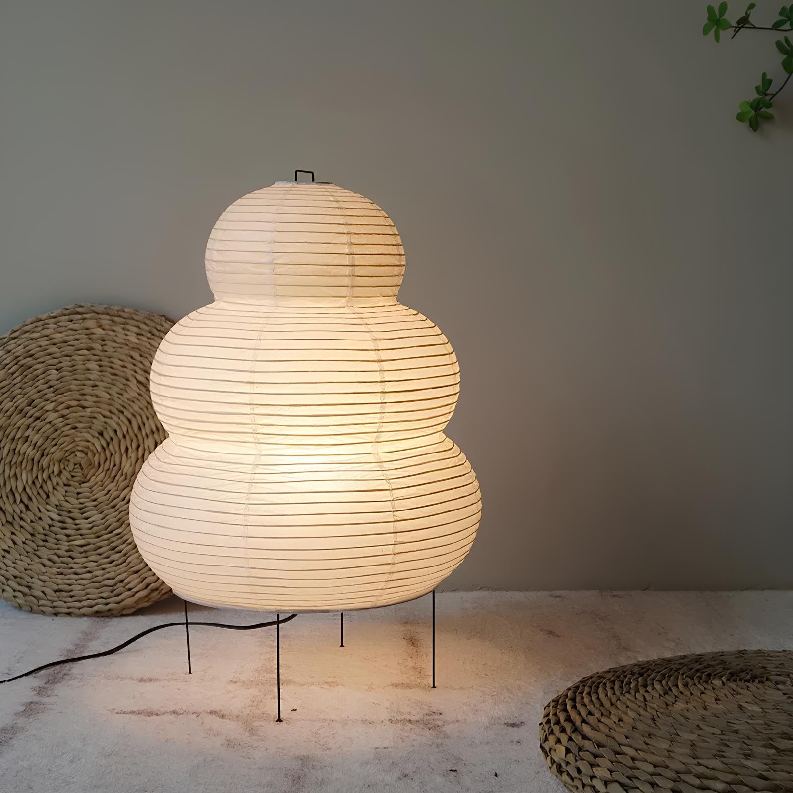 Japanese Wabi-sabi Tripod Floor Lamp Bedroom White Rice Paper Table Lamp - Homevalley.co.uk