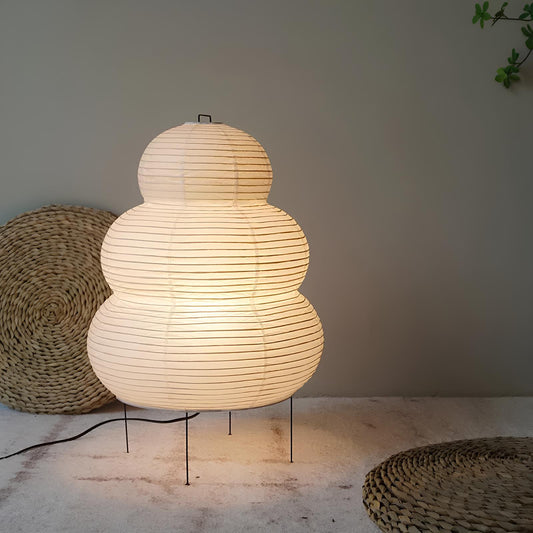Japanese Wabi-sabi Tripod Floor Lamp Bedroom White Rice Paper Table Lamp - Homevalley.co.uk