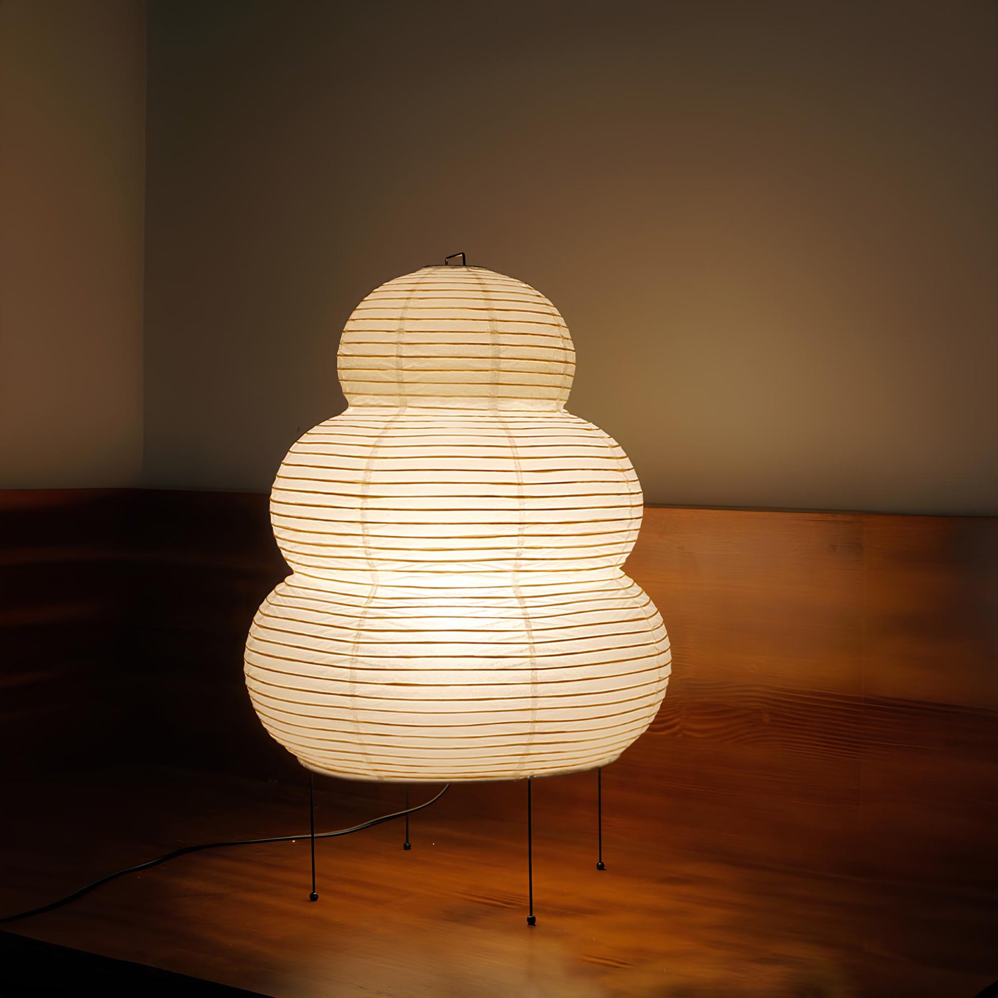 Japanese Wabi-sabi Tripod Floor Lamp Bedroom White Rice Paper Table Lamp - Homevalley.co.uk