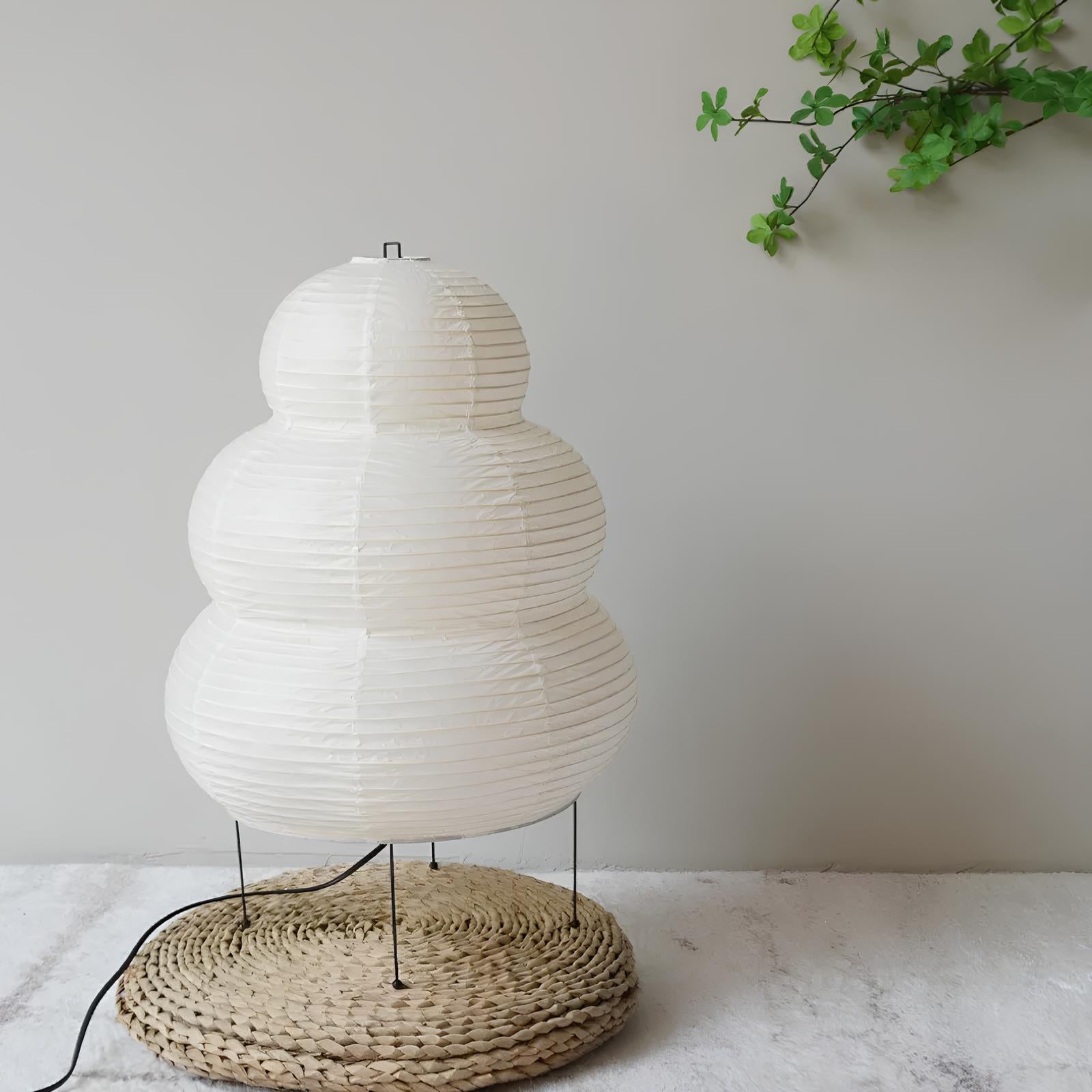 Japanese Wabi-sabi Tripod Floor Lamp Bedroom White Rice Paper Table Lamp - Homevalley.co.uk