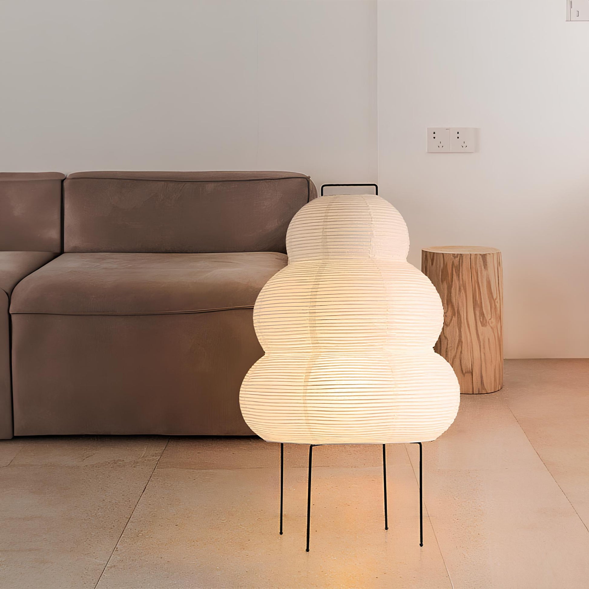 Japanese Wabi-sabi Tripod Floor Lamp Bedroom White Rice Paper Table Lamp - Homevalley.co.uk