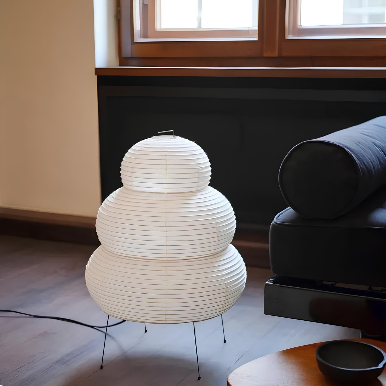 Japanese Wabi-sabi Tripod Floor Lamp Bedroom White Rice Paper Table Lamp - Homevalley.co.uk