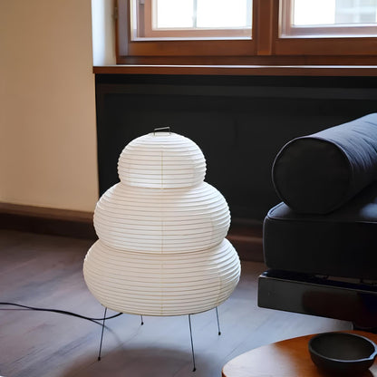 Japanese Wabi-sabi Tripod Floor Lamp Bedroom White Rice Paper Table Lamp - Homevalley.co.uk