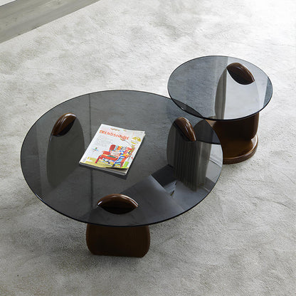 Minimalist Style Black Tempered Glass Round Coffee Table - Homevalley.co.uk