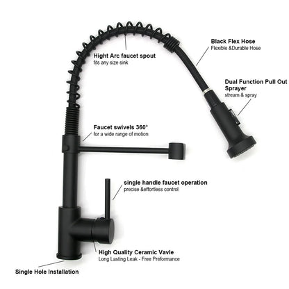 Kitchen Faucet, Stream Sprayer Nozzle, 360 Degree Rotation - Homevalley.co.uk