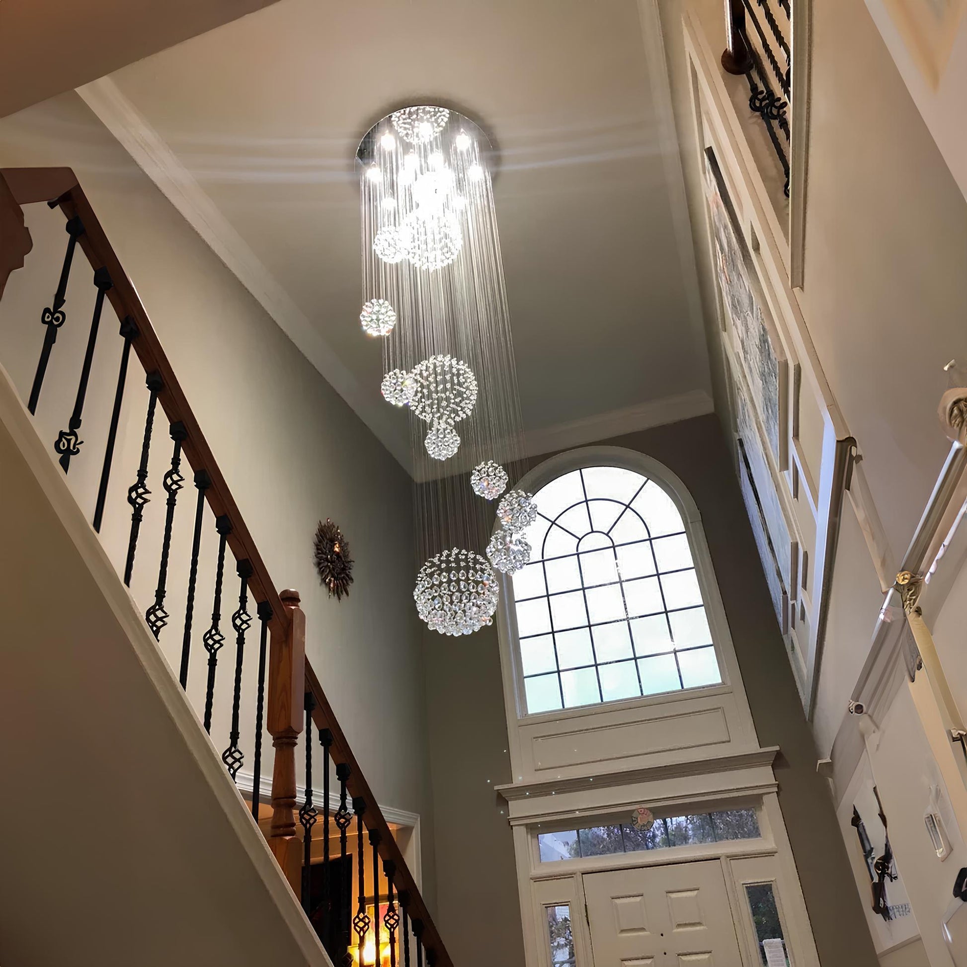 Large Crystal Balls Staircase Chandelier - Homevalley.co.uk