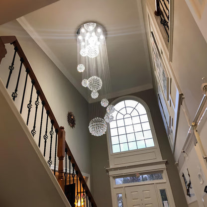 Large Crystal Balls Staircase Chandelier - Homevalley.co.uk