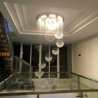 Large Crystal Balls Staircase Chandelier - Homevalley.co.uk