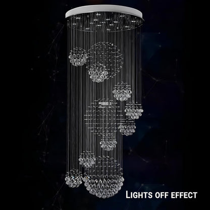 Large Crystal Balls Staircase Chandelier - Homevalley.co.uk